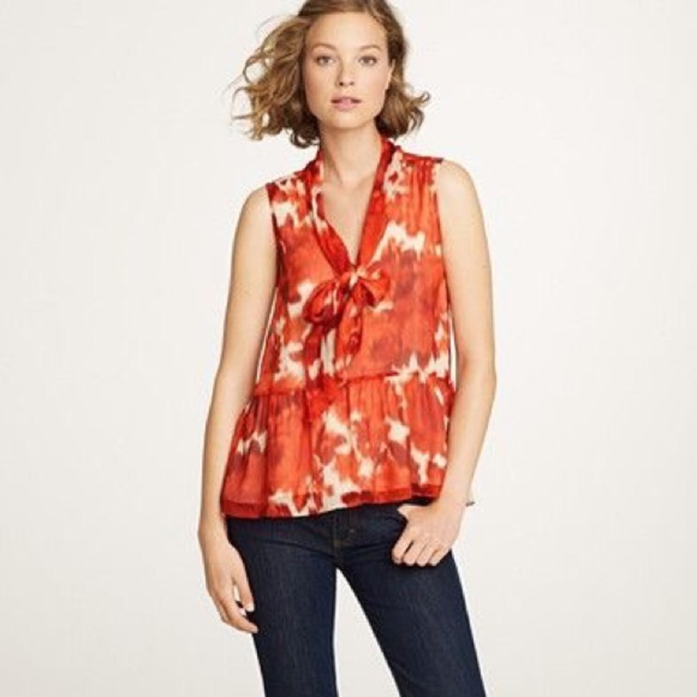 J Crew Peplum rose print blouse